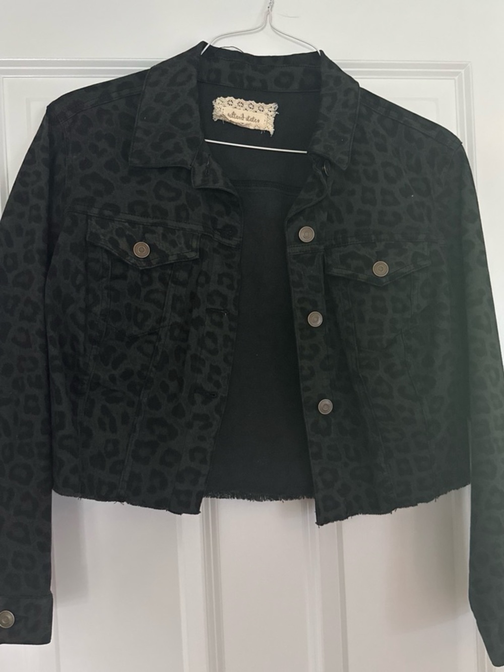 Black Leopard Print Cropped Jacket - Altar’d State